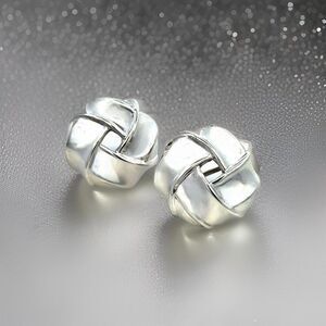 Tiffany & Co Estate Large Love Knot Earrings Sterling Silver TIF831
